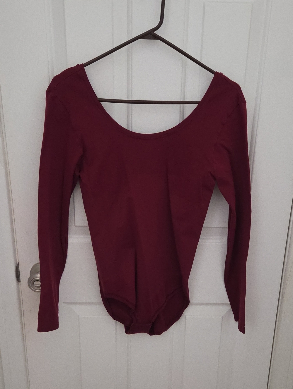 Spanx Women's Long Sleeve Scoop Neck Bodysuit - Burgundy